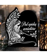 Duży znicz solarny LED XL z grawerem — Anioł modlitwa — zbliżenie
