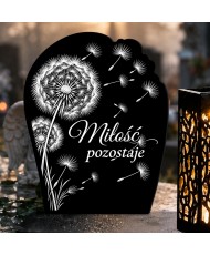 Duży znicz solarny LED XL z grawerem — Dmuchawiec — zbliżenie