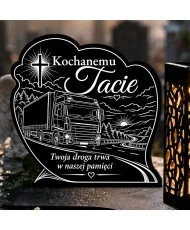 Duży znicz solarny LED XL z grawerem — Ciężarówka — zbliżenie