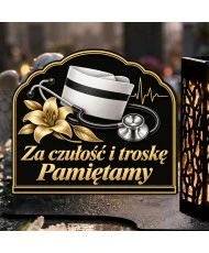 Duży znicz solarny LED XL z nadrukiem UV — Pielęgniarka — Za czułość i troskę — zbliżenie