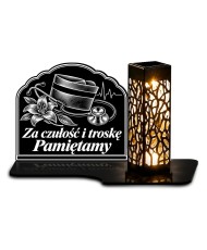 Duży znicz solarny LED XL z grawerem — Pielęgniarka — Za czułość i troskę — białe tło