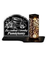 Duży znicz solarny LED XL z grawerem — Pielęgniarka — Za czułość i troskę — białe tło