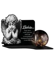 Große Solarkerze XL Premium Wachender Engel für den Friedhof