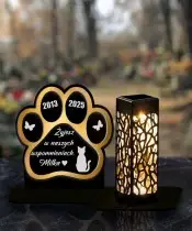 Solar LED Kerze für Hunde, Katzen, Pfoten auf einem Grabstein für Hunde