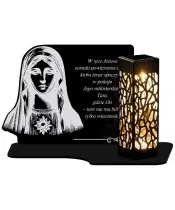 Wieczny Znicz Solarny XL Maryja Led na Grób