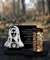 Wieczny Znicz Solarny XL Maryja Led na Grób