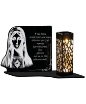 Wieczny Znicz Solarny XL Maryja Led na Grób