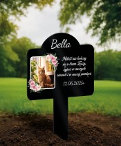 Tabliczka Pamiątkowa na Grób Kota Ze Zdjęciem Personalizowany Znicz