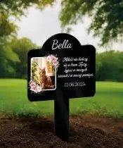 Tabliczka Pamiątkowa na Grób Kota Ze Zdjęciem Personalizowany Znicz