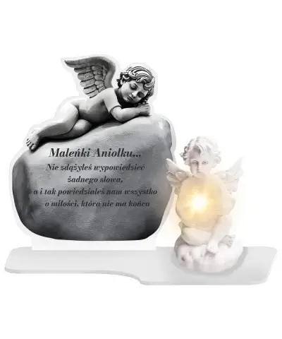 Wieczny Znicz Premium XL Anioł LED Na Cmentarz Grób