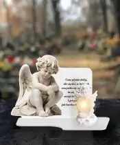 Wieczny Znicz Premium XL z Aniołem Na Cmentarz Grób Anioł LED