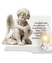 Wieczny Znicz Premium XL z Aniołem Na Cmentarz Grób Anioł LED