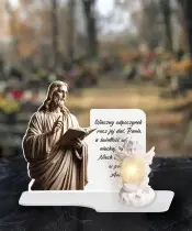 Wieczny Znicz Premium XL Jezus Na Cmentarz Grób Anioł LED