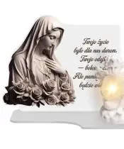 Wieczny Znicz Premium XL Maryja Na Cmentarz Grób Anioł LED