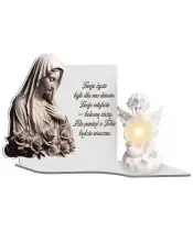 Wieczny Znicz Premium XL Maryja Na Cmentarz Grób Anioł LED