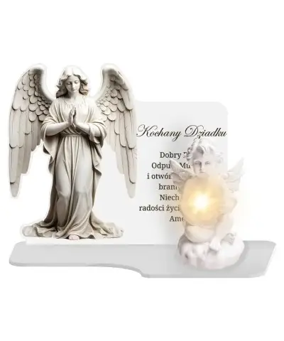 Duży Znicz Premium XL Na Cmentarz Grób Anioł LED