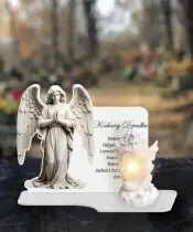 Duży Znicz Premium XL Na Cmentarz Grób Anioł LED