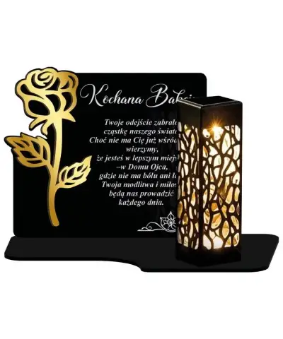 Wieczny Znicz Solarny Statuetka z Rożą na Grób Wszystkich Świętych