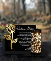 Wieczny Znicz Solarny Statuetka z Rożą na Grób Wszystkich Świętych