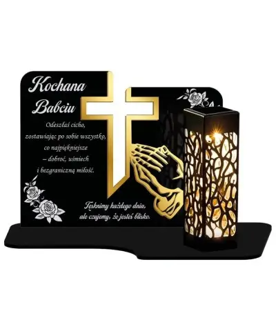 Wieczny Znicz Solarny Statuetka Złoty Krzyż na Grób Wszystkich Świętych