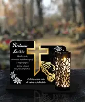 Wieczny Znicz Solarny Statuetka Złoty Krzyż na Grób Wszystkich Świętych