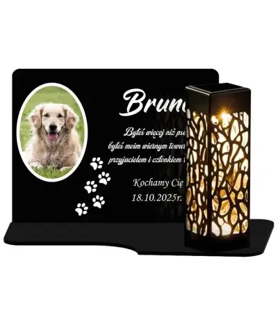 Znicz Solarny LED Dla Psa Kota Ze Zdjęciem Na Nagrobek