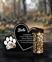 Znicz Solarny LED Wieczny Dla Psa Kota Ze Zdjęciem Łapka Na Nagrobek