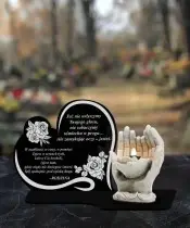 Znicz Premium Statuetka Led Figurka Dłonie Gipsowe 18 cm Na Cmentarz
