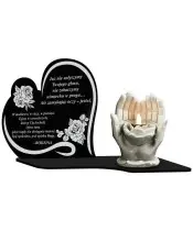 Znicz Premium Statuetka Led Figurka Dłonie Gipsowe 18 cm Na Cmentarz