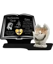 Znicz Premium Statuetka Led Figurka Dłonie Gipsowe 18 cm Na Cmentarz Grób