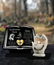 Znicz Premium Statuetka Led Figurka Dłonie Gipsowe 18 cm Na Cmentarz Grób