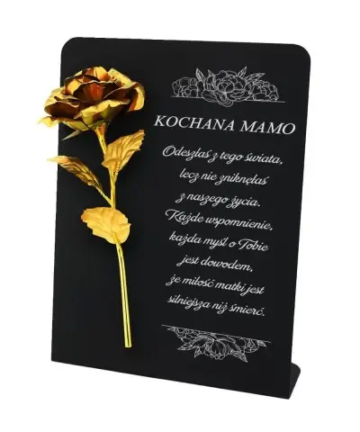 Premium Statuetka 28 cm Na Cmentarz Grób Wieczna Róża Złota