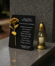 Premium Statuetka 28 cm Na Cmentarz Grób Wieczna Róża Złota