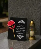 Statuetka Premium 22 cm Z Czerwoną Różą Wieczną Na Grób