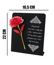 Statuetka Premium 22 cm Z Czerwoną Różą Wieczną Na Grób