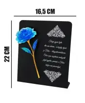 Statuetka Premium 22 cm Z Niebieską Różą Wieczną Na Grób