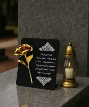 Statuetka Premium 22 cm Ze Złotą Różą Wieczną Na Grób