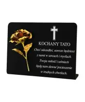 Pamiątka Nagrobna 16 cm Ze Złotą Różą Wieczną