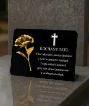 Pamiątka Nagrobna 16 cm Ze Złotą Różą Wieczną