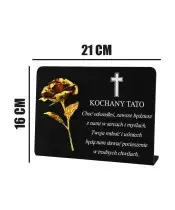 Pamiątka Nagrobna 16 cm Ze Złotą Różą Wieczną