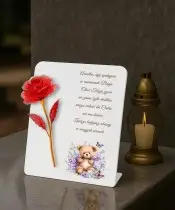 Znicz Statuetka Premium 22 cm Wieczna Róża na Grób Wszystkich Świętych