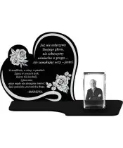 Znicz Premium Statuetka Serce Kryształowe Zdjęcie 3D Na Grób