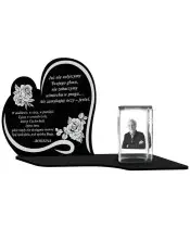 Znicz Premium Statuetka Serce Kryształowe Zdjęcie 3D Na Grób